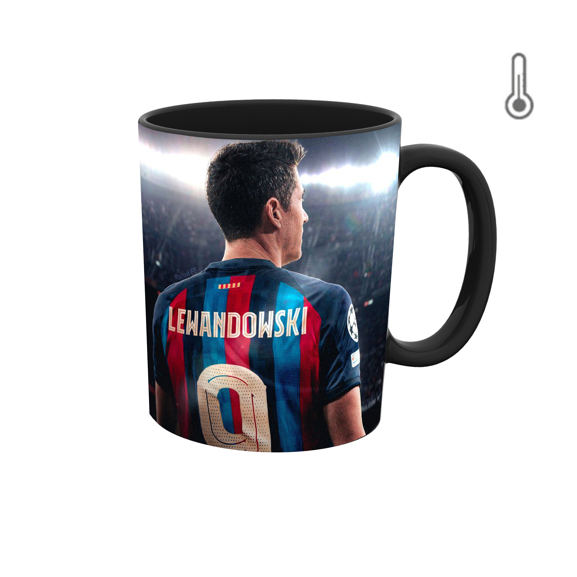 ماگ حرارتی طرح لواندوفسکی مدل بارسلونا 