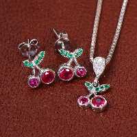 نیم ست نقره زنانه طرح یاقوت سرخ کد 27103 - جواهری مشاهیر