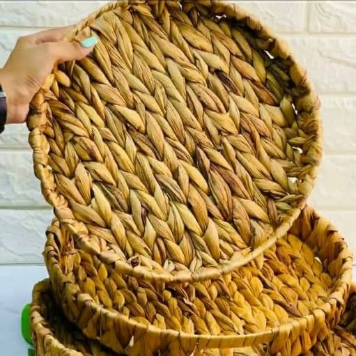 سبد حصیری گرد و مستطیل وارداتی(پک سه عددی)