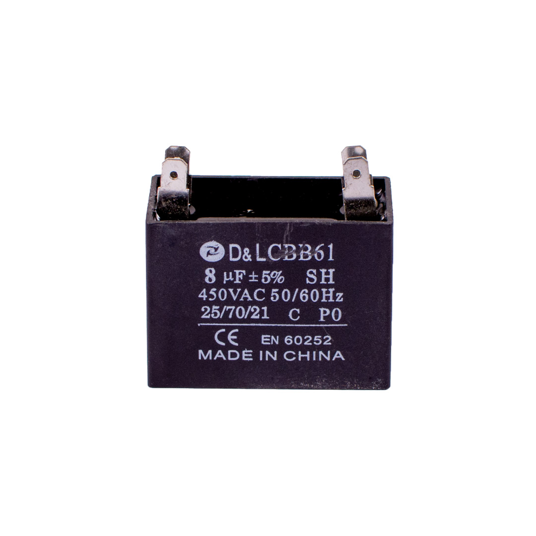 خازن8µF میکروفاراد دائم کار خشک (خازن مکعبی) OG Cool سری CBB61 | آریا سیتی