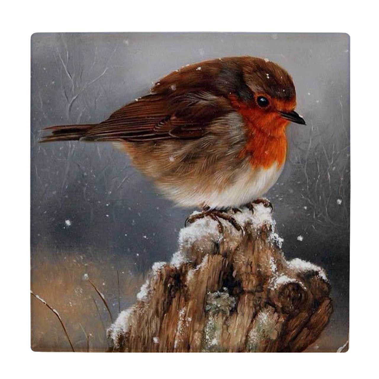  کاشی طرح نقاشی پرنده و روز برفی کد wk3343