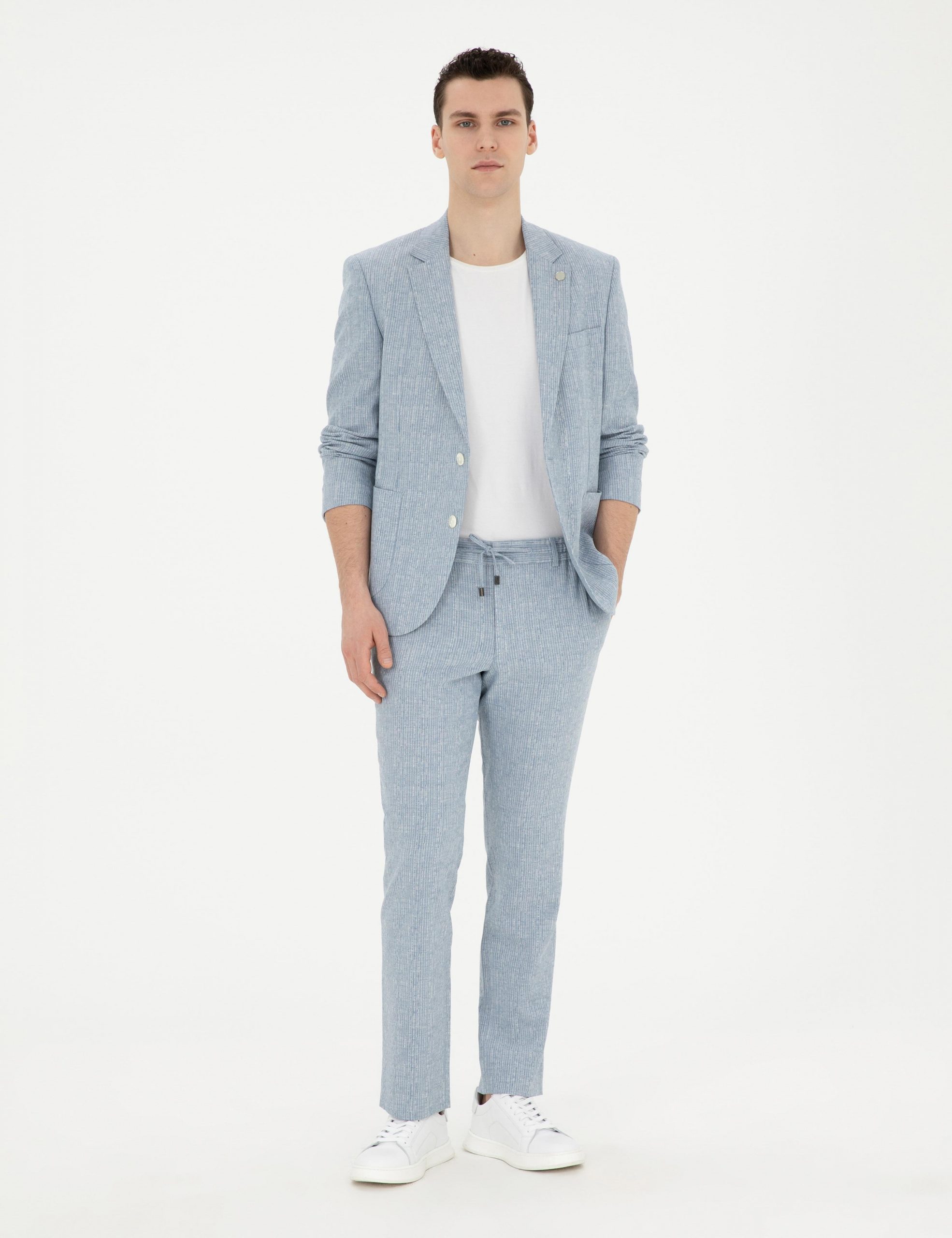 کت و شلوار مردانه آبی روشن پیرکاردین - فروشگاه لباس شهرمون