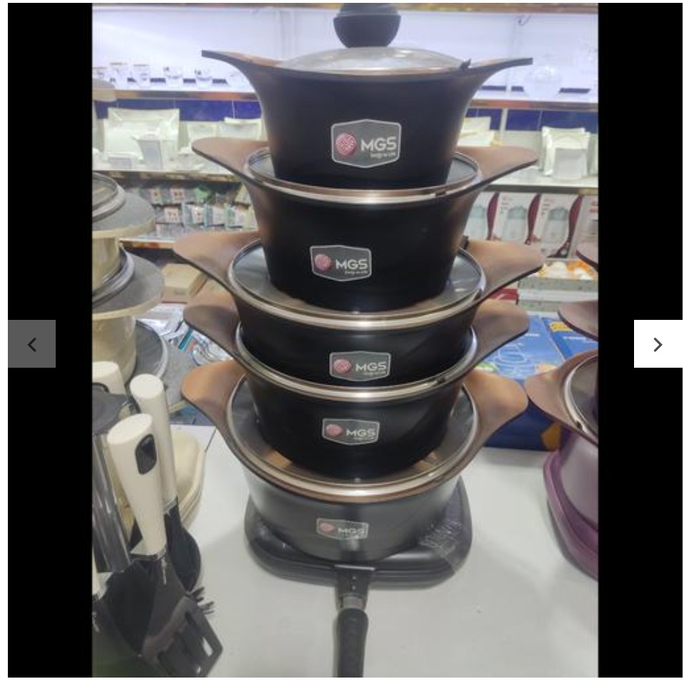 سرویس قابلمه 15 پارچه چدن گرانیتی برند MGS طرح کره ای 