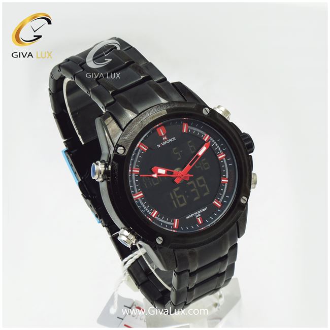 ساعت مچی اورجینال مردانه ناوی فورس|Naviforce|نوی فورس|نیوی فورس دو زمانه مشکی | مشکی| مشکی| کد رفرنس NF9050