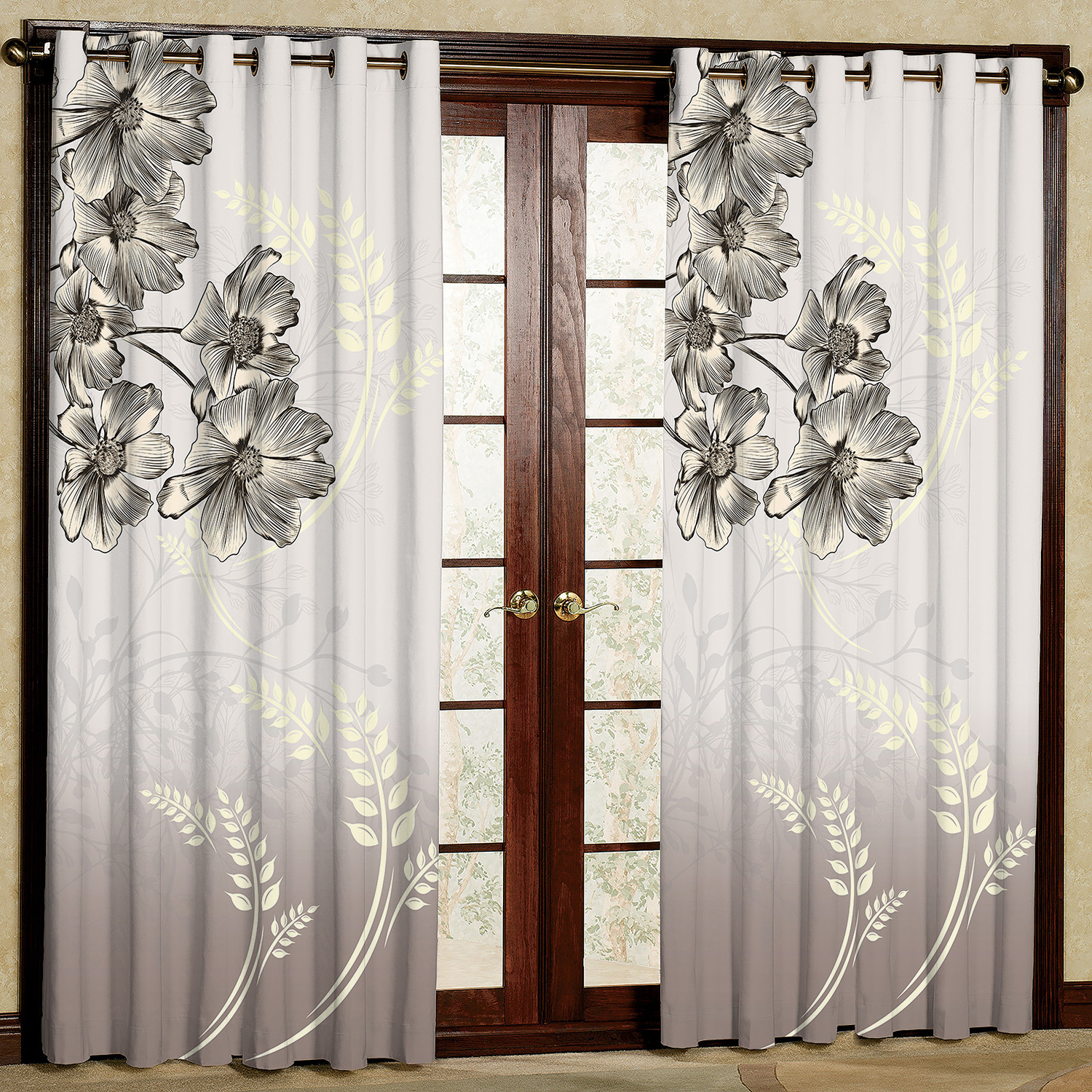 پرده مدل گل دار هازان پانچی کد 4248 سایز 140x200 سانتی متر