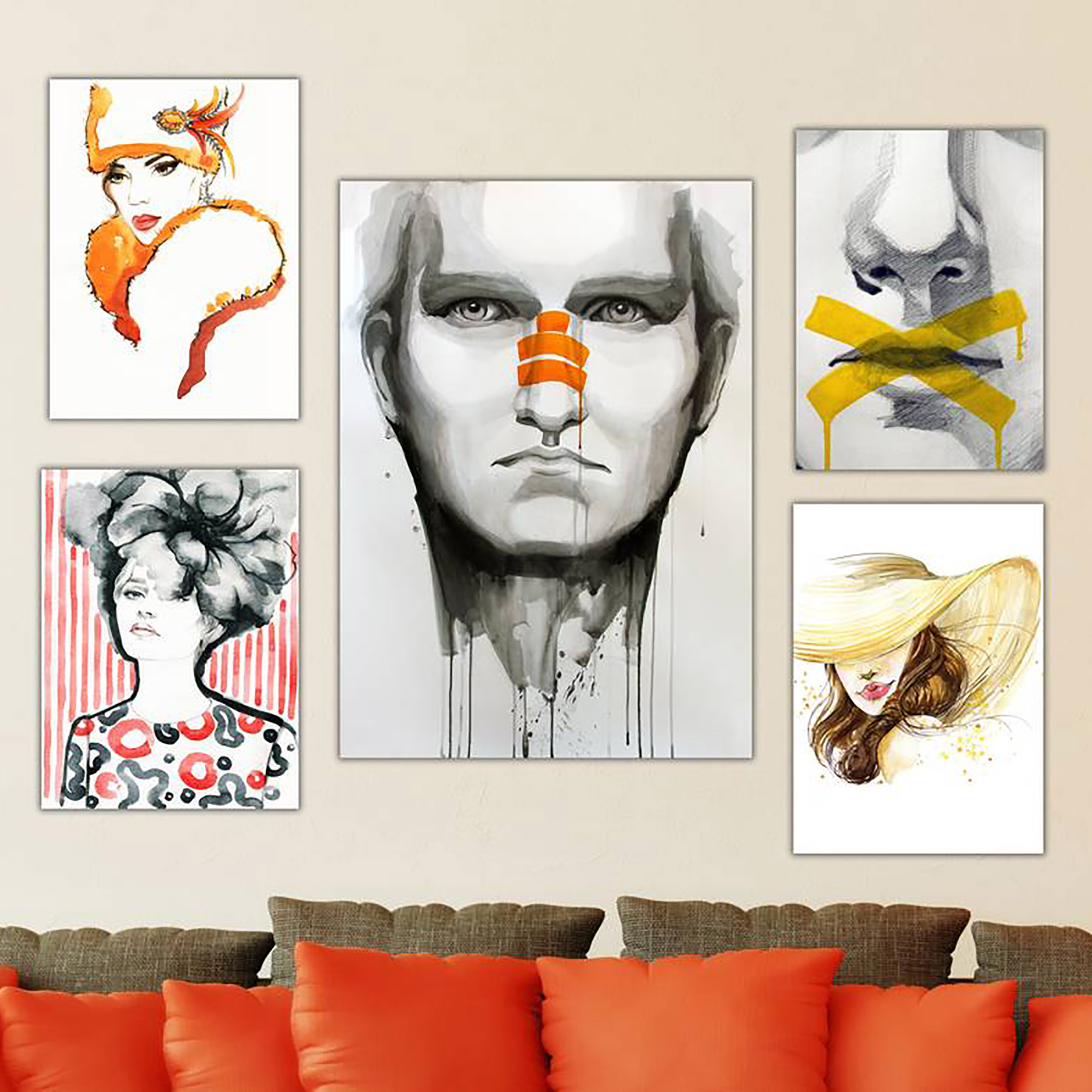 تابلو شاسی بکلیت طرح نقاشی مدرن مدل 263 مجموعه 5 عددی