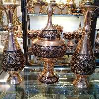 ست شکلات خوری و گلدان بزرگ حکاکی