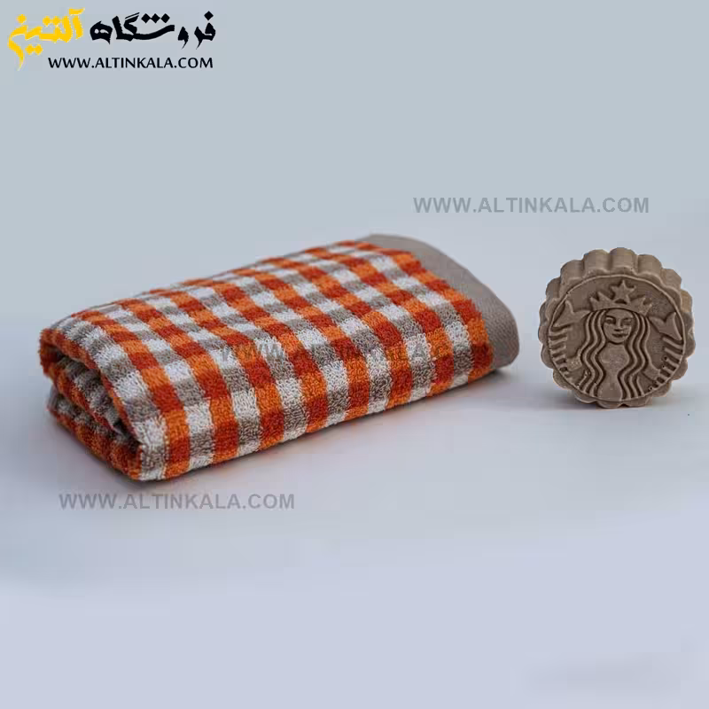 حوله استخری برق لامع طرح ونیز نارنجی سایز 70×140