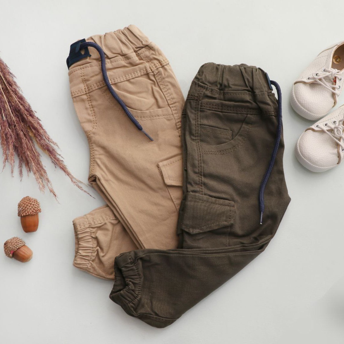 شلوار کتان پسرانه سایز 45.55 رنگ خاکستری