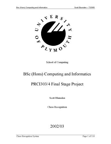 خرید و دانلود نسخه کامل کتاب Chess recognition [final year project]
