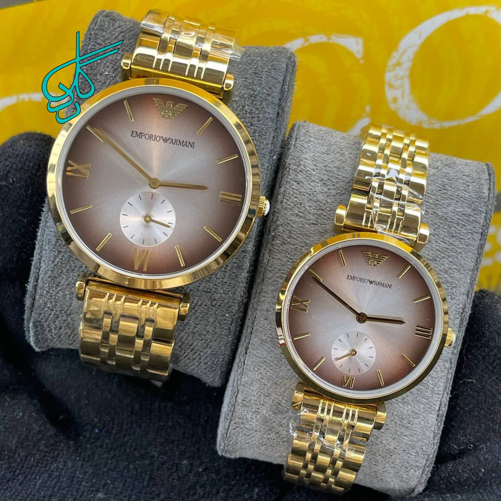 خرید ست ساعت زنانه و مردانه امپریو آرمانی زیر ثانیه کیفیت عالی موتور ساخت ژاپن کد 2115870 - ردگل