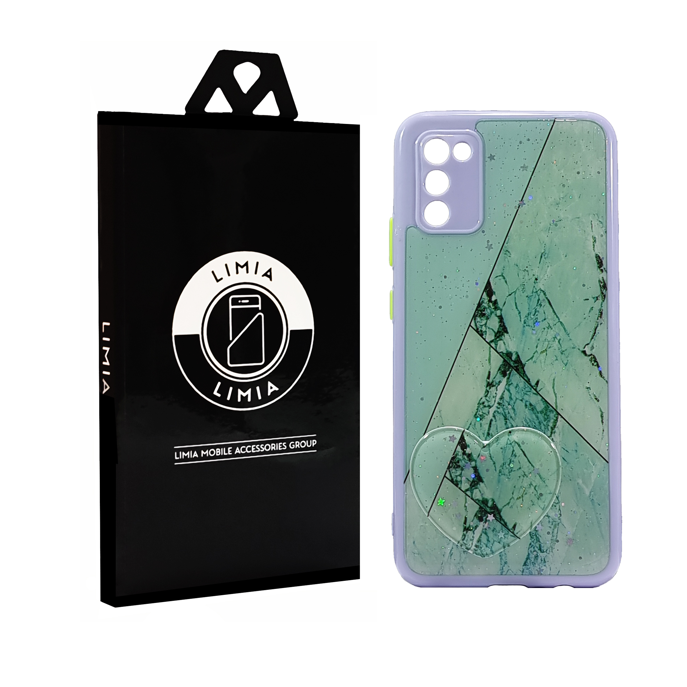 کاور لیمیا مدل فانتزی لنزدار پشت شیشه ای طرح سنگ و مرمر کد 114 مناسب برای گوشی موبایل سامسونگ Galaxy A02s به همراه پاپ سوکت