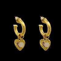 گوشواره میخی نیم حلقه آویزدار طلایی