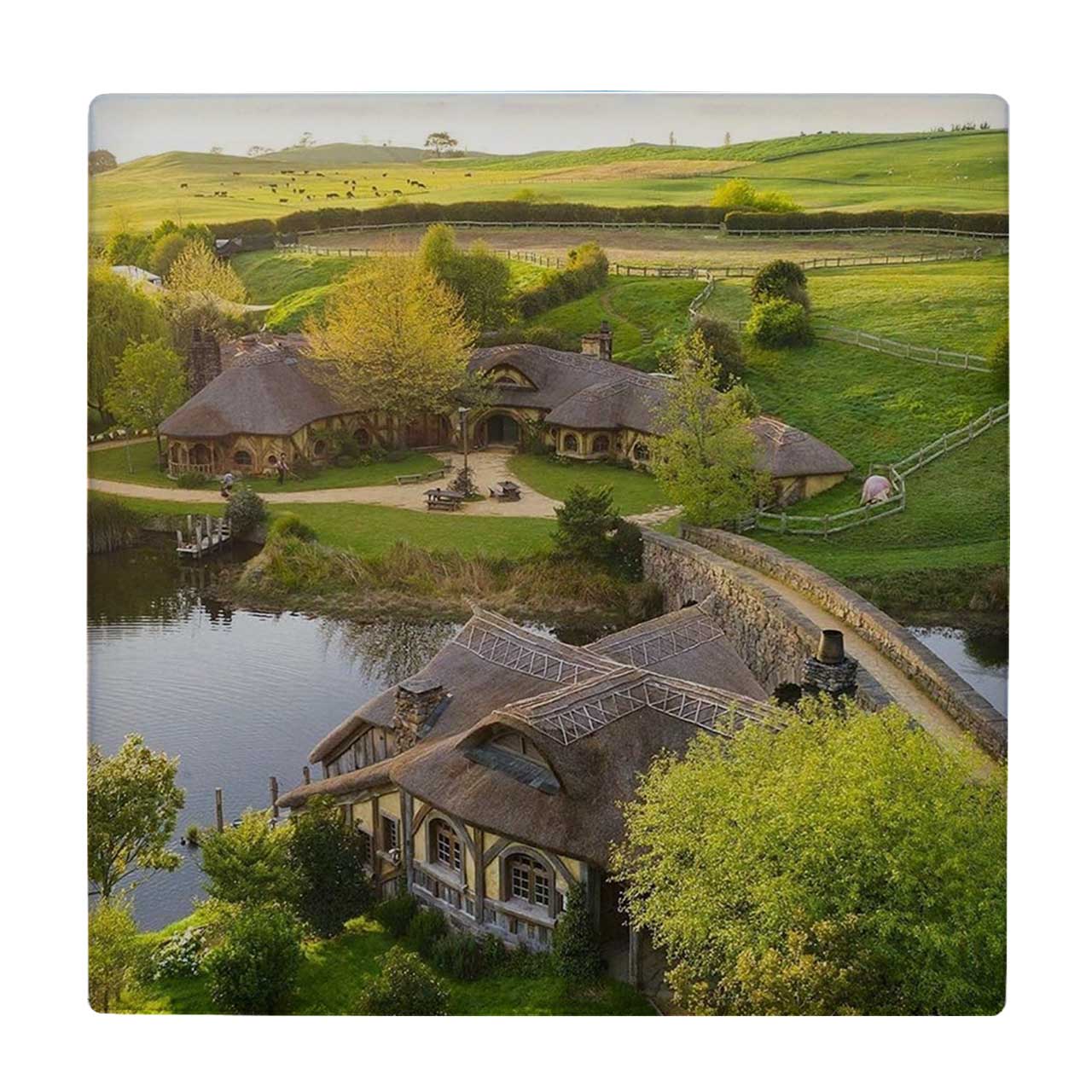 زیر لیوانی  طرح کلبه روستایی و رودخانه کد    6147628_5396