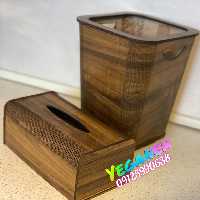 ست سطل و دستمال کاغذی چوبی در رنگ بندی متنوع