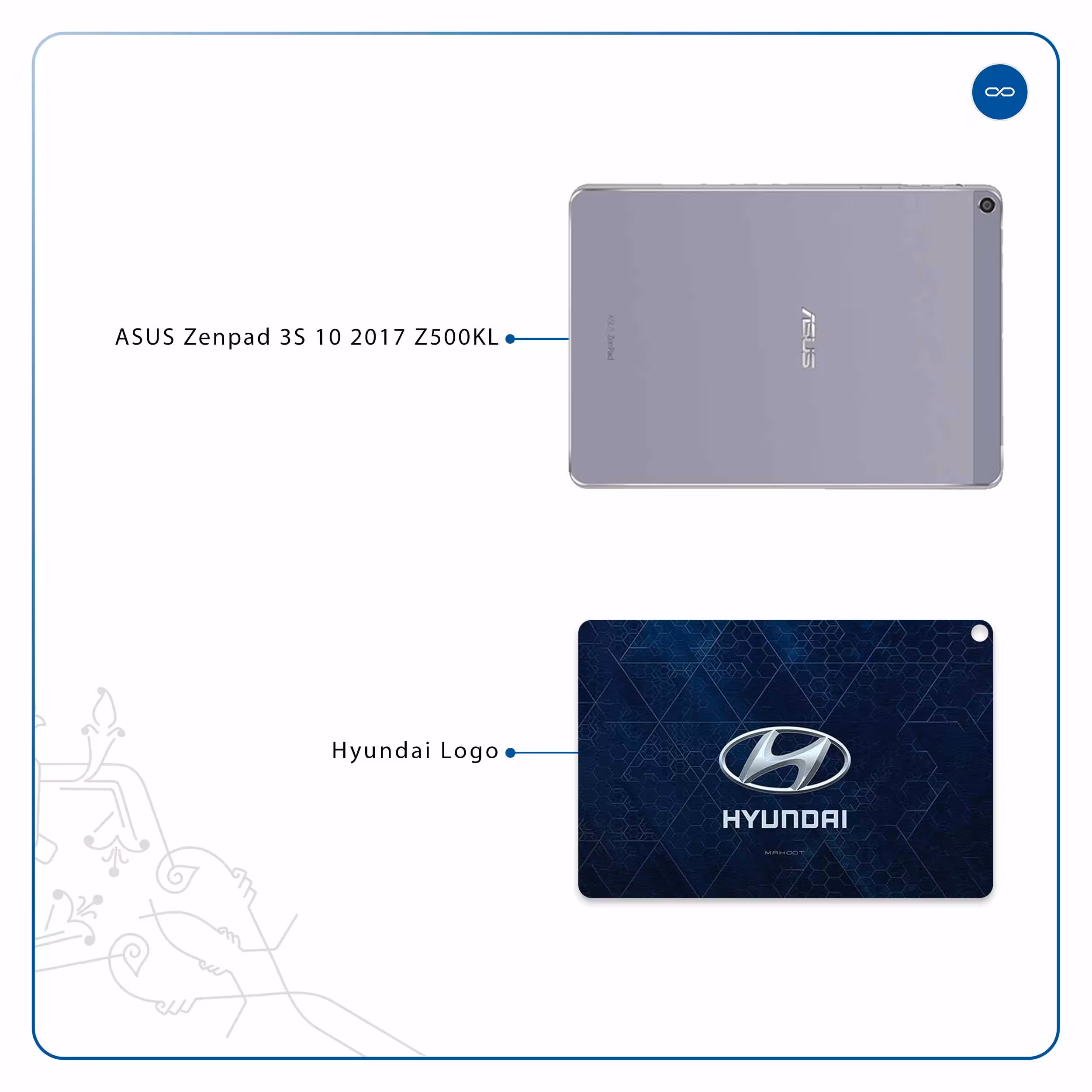 برچسب پوششی ماهوت مدل Hyundai-Logo مناسب برای تبلت ایسوس Zenpad 3S 10 2017 Z500KL