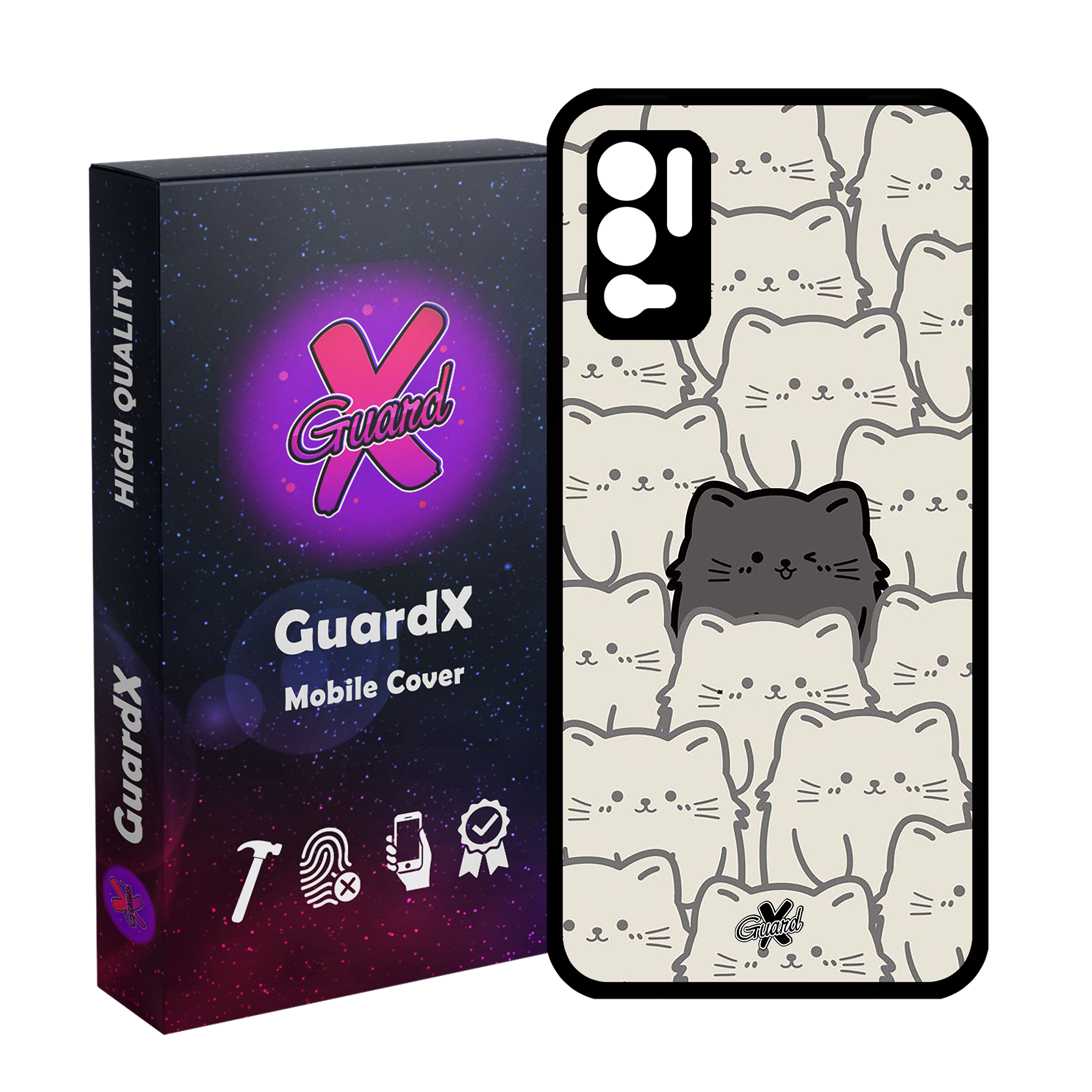 کاور گارد ایکس طرح گربه مدل Glass10545 مناسب برای گوشی موبایل شیائومی Redmi Note 10 5G/Poco M3 Pro /Redmi Note 10T 5G