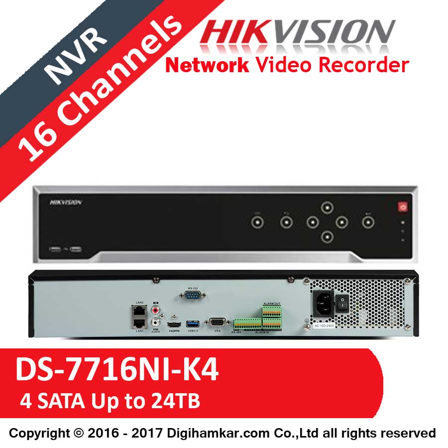 ضبط کننده ویدیویی تحت شبکه NVR هایک ویژن مدل DS-7716NI-K4