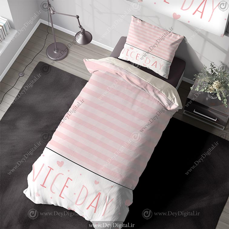 روتختی دخترانه طرح سفید صورتی راه راه pk-3120