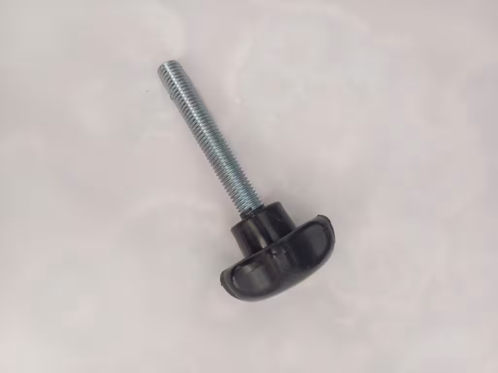 پیچ خروسکی فلکه ای 12 هفت پر قطر دسته پلاستیکی 60 mm طول رزوه 80 mm