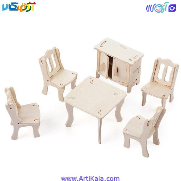 پازل 3 بعدی چوبی میز و صندلی نهار خوری