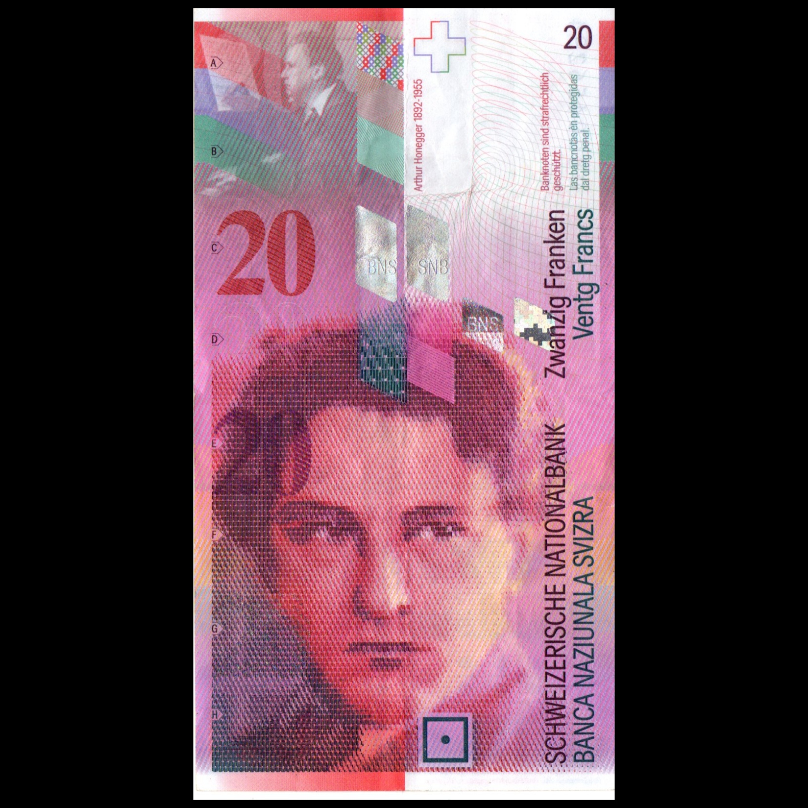 اسکناس تزئینی طرح کشور سوییس مدل 20  فرانک