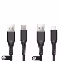 کابل تبدیل USB به MicroUSB کینگ کونگ مدل Creative-BLK22 طول 1 متر به همراه کابل تبدیل USB به لایتنینگ