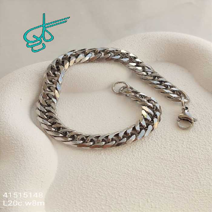 خرید دستبند استیل کارتیر نقره ای رنگ ثابت با کیفیت ضد حساسیت کد 1215718 - ردگل