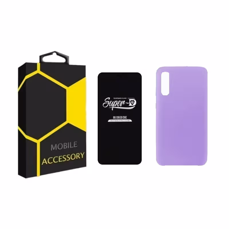 کاور مدل silicone مناسب برای گوشی موبایل سامسونگ Galaxy A50 / A50s / A30s به همراه محافظ صفحه نمایش