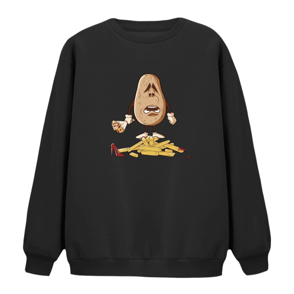 سویشرت زنانه مدل سیب زمینی رنگ مشکی