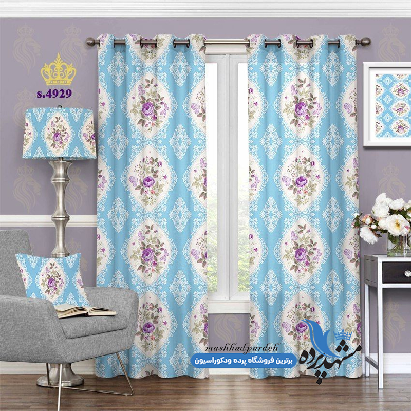 پرده پانچ گلدار طرح حاشیه گلدار کد s-4929