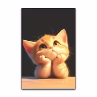 تابلو شاسی گوفی مدل گربه متفکر کیوت و بامزه طرح Cute Cat کد THINKER52 | دنیای قاب