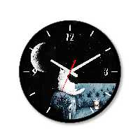 ساعت دیواری کوچک راویتا طرح ماه و گربه کد 3631