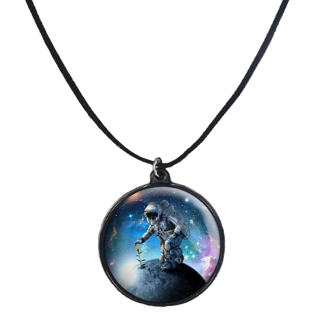 گردنبند پرمانه طرح فضانورد کد pmb.4222 مدل دو طرفه