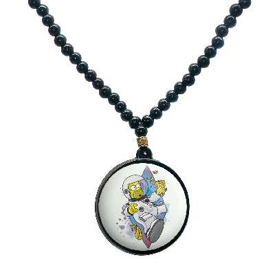 گردنبند پرمانه طرح سیمپسون ها کد pmd.21291 مدل دو طرفه