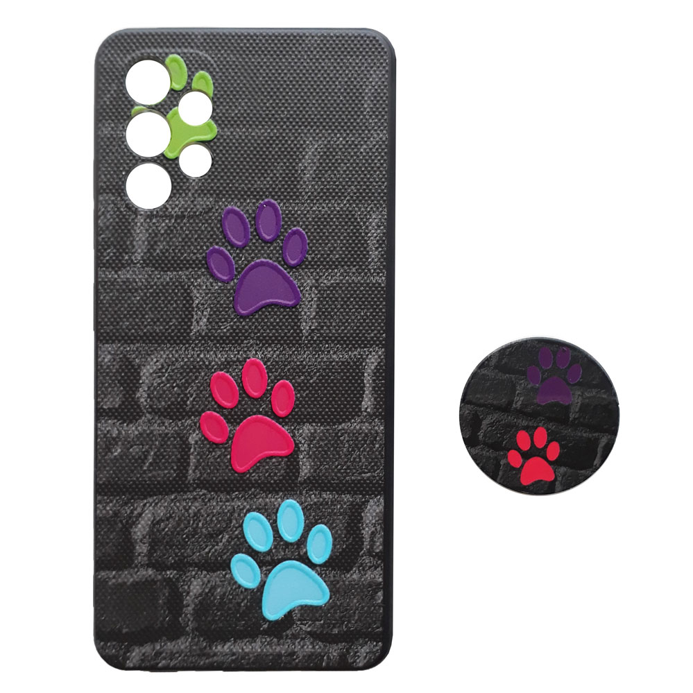 کاور طرح Paw کد S7789 مناسب برای گوشی موبایل سامسونگ Galaxy A32 4G به همراه پایه نگهدارنده