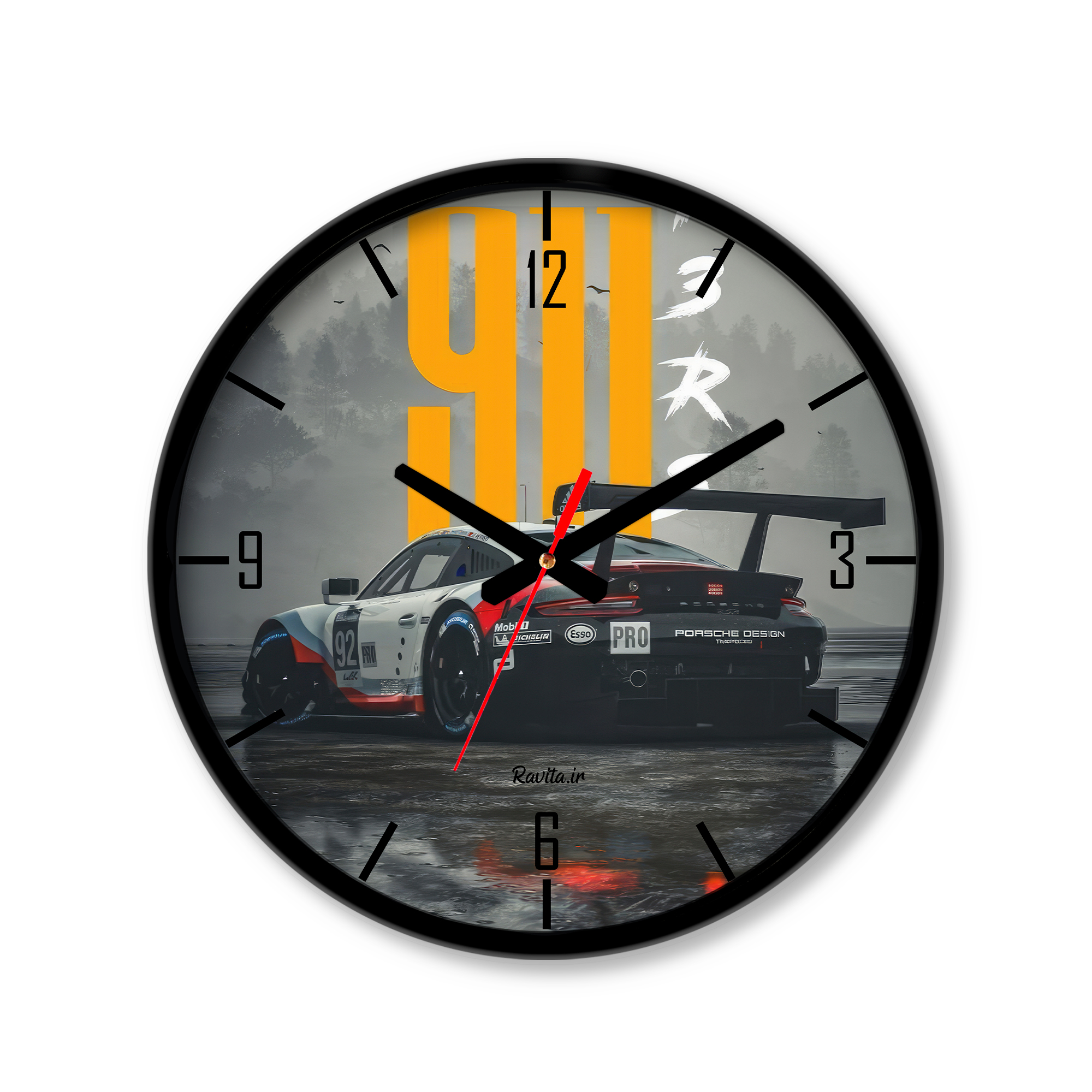 ساعت دیواری کوچک راویتا طرح ماشین پورشه 911 کد 3578