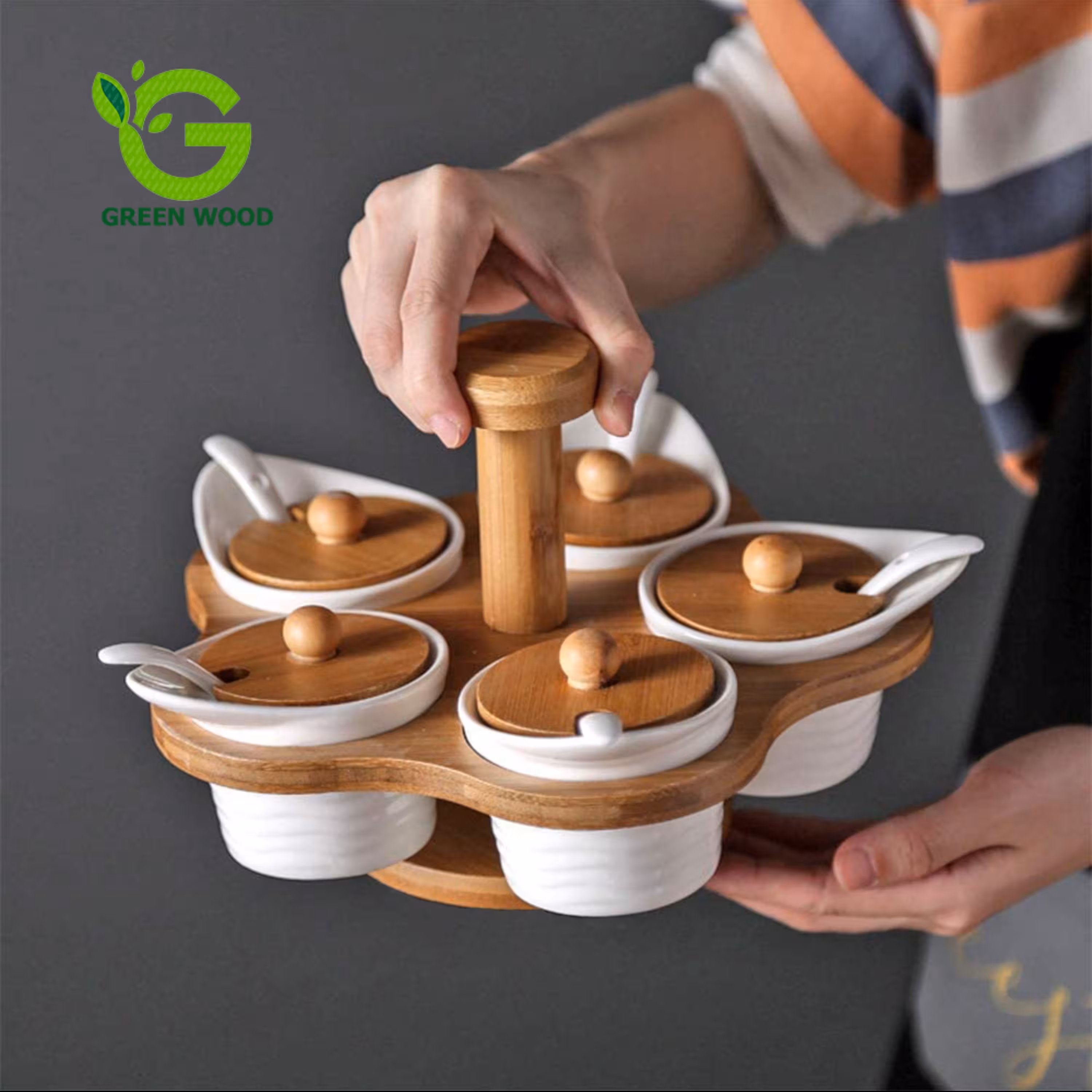 ست جا ادویه 5 عددی بامبو سرامیک مدل PD2386-9 کد Gw180203006