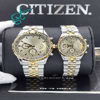 خرید ست ساعت زنانه و مردانه سیتیزن سه موتور فعال فلزی کیفیت بینظیر موتور ژاپن FS جنس استیل رنگ ثابت کد 2115486 - ردگل