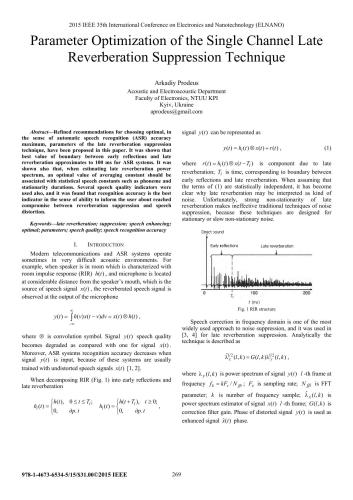 خرید و دانلود نسخه کامل کتاب Parameter Optimization of the Single Channel Late Reverberation Suppression Technique
