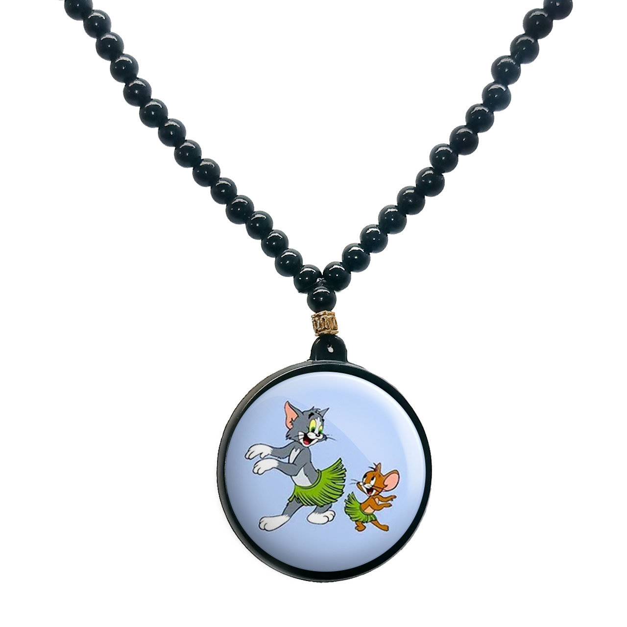 گردنبند پرمانه طرح تام و جری کد pmd.10765 مدل دو طرفه