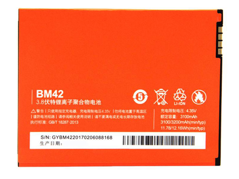 باتری موبایل اورجینال شیائومی مدل BM42 با ظرفیت 3100mAh مناسب برای گوشی موبایل Xiaomi Redmi Note