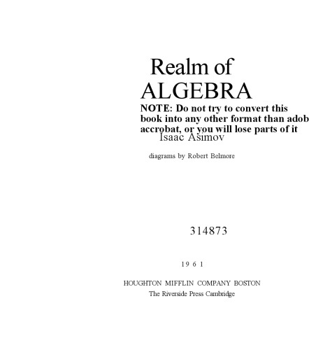 خرید و دانلود نسخه کامل کتاب Realm of algebra