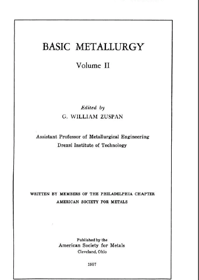 خرید و دانلود نسخه کامل کتاب Basic metallurgy Edited by AW Grosvenor v2 - Pdf