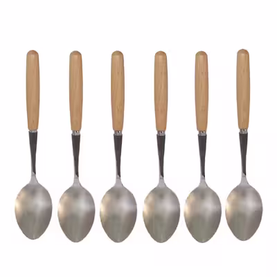 قاشق چای خوری طرح چوبی بسته 6 عددی