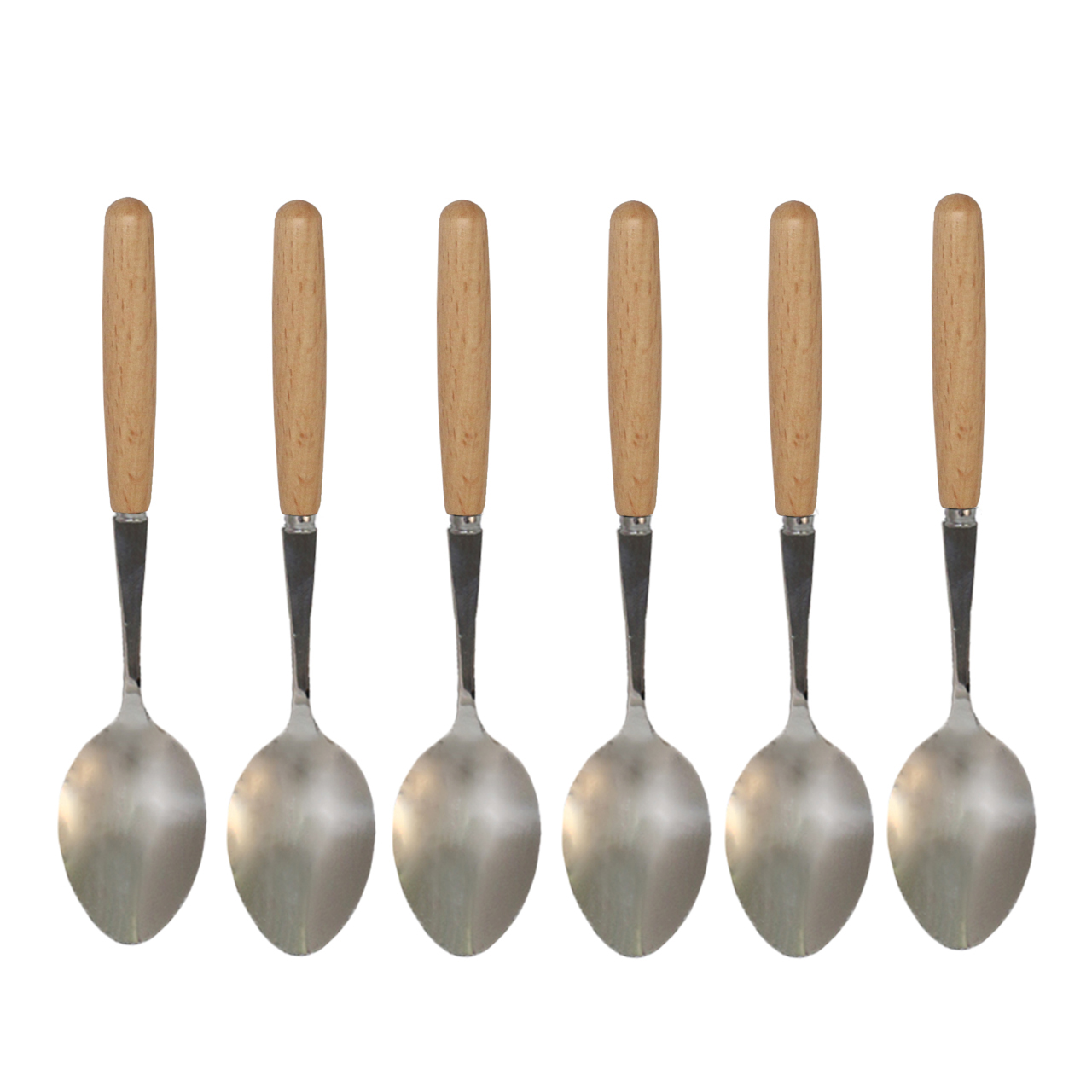 قاشق چای خوری طرح چوبی بسته 6 عددی