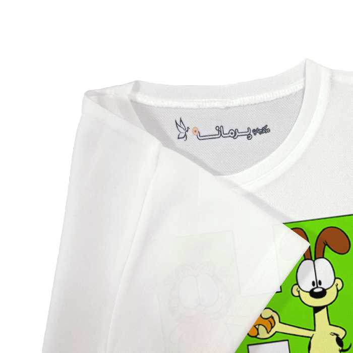 تی شرت آستین کوتاه بچگانه پرمانه طرح گارفیلد کد pmt.7624