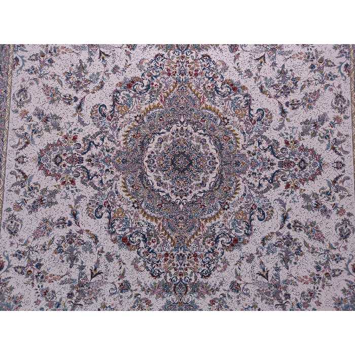 فرش ماشینی زمرد مشهد مدل 55000 زمینه کرم