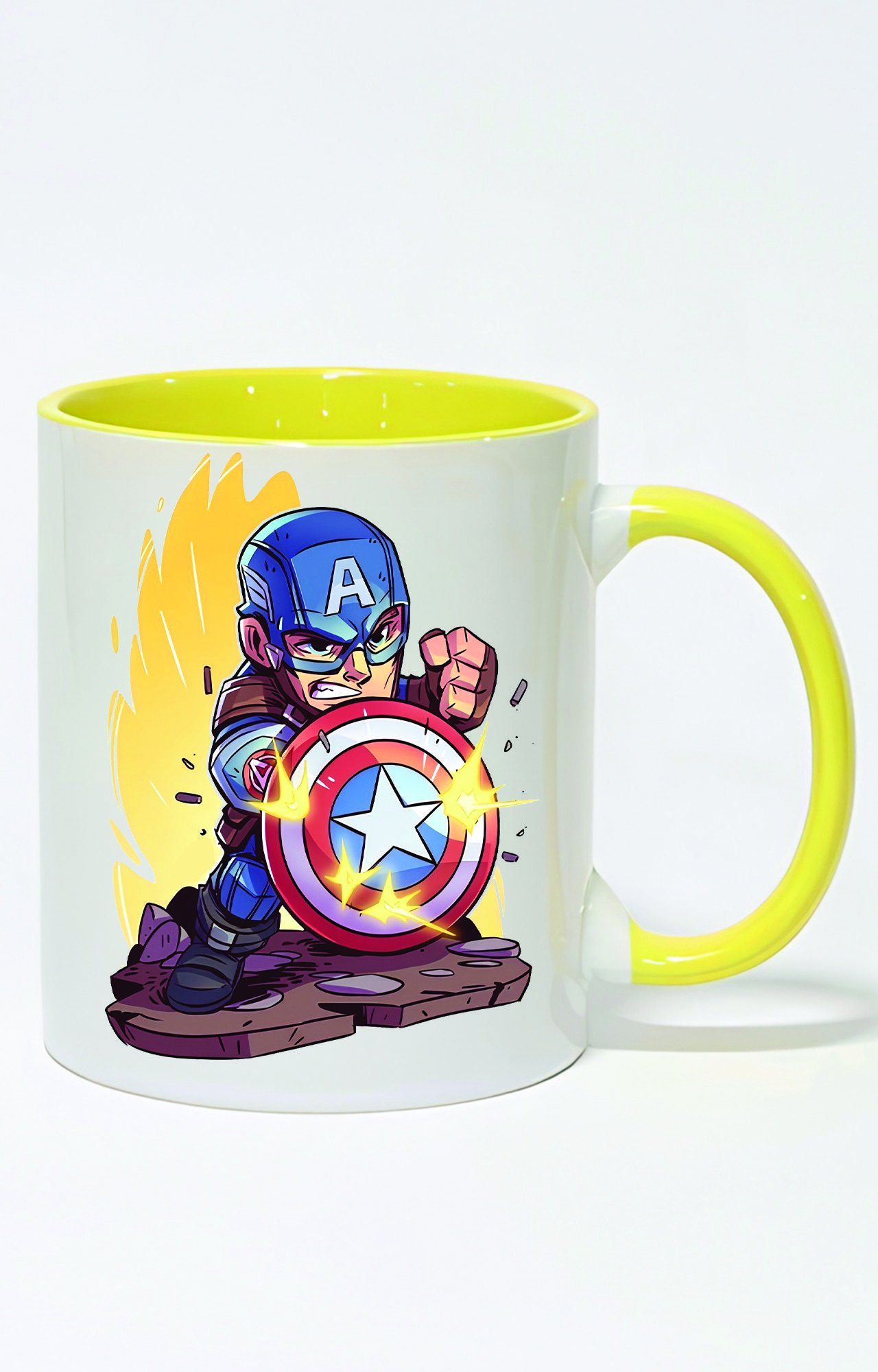 ماگ دسته و داخل رنگی طرح captain america کد 3539