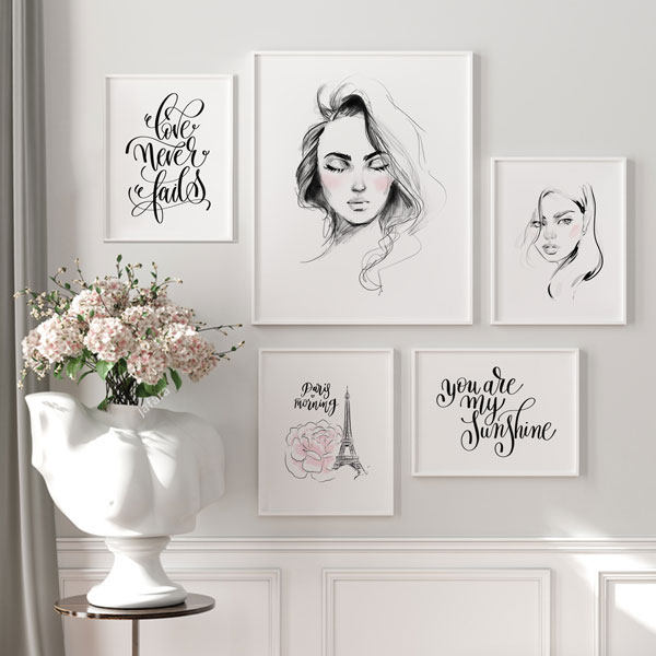 تابلو مدل طرح عشق پاریسی کد T112120 مجموعه 5 عددی